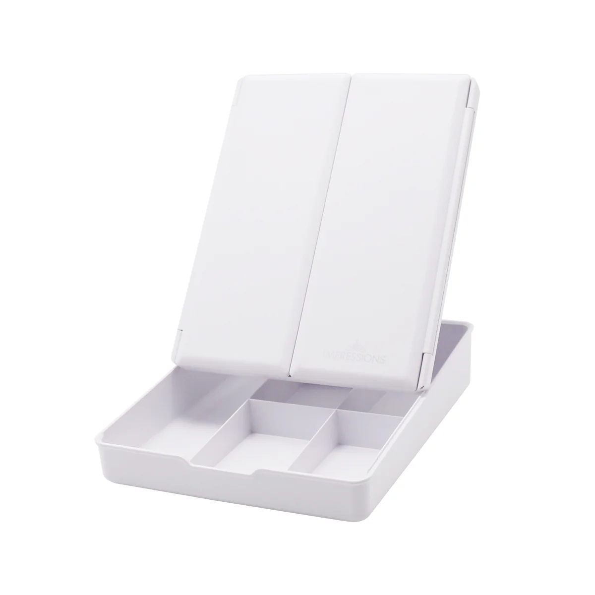 Touch Trifold LED Makeup Mirror with Vanity Organizer - Image 6