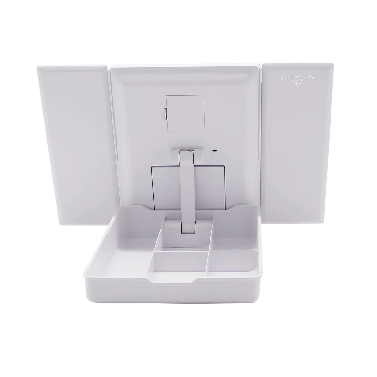 Touch Trifold LED Makeup Mirror with Vanity Organizer - Image 7