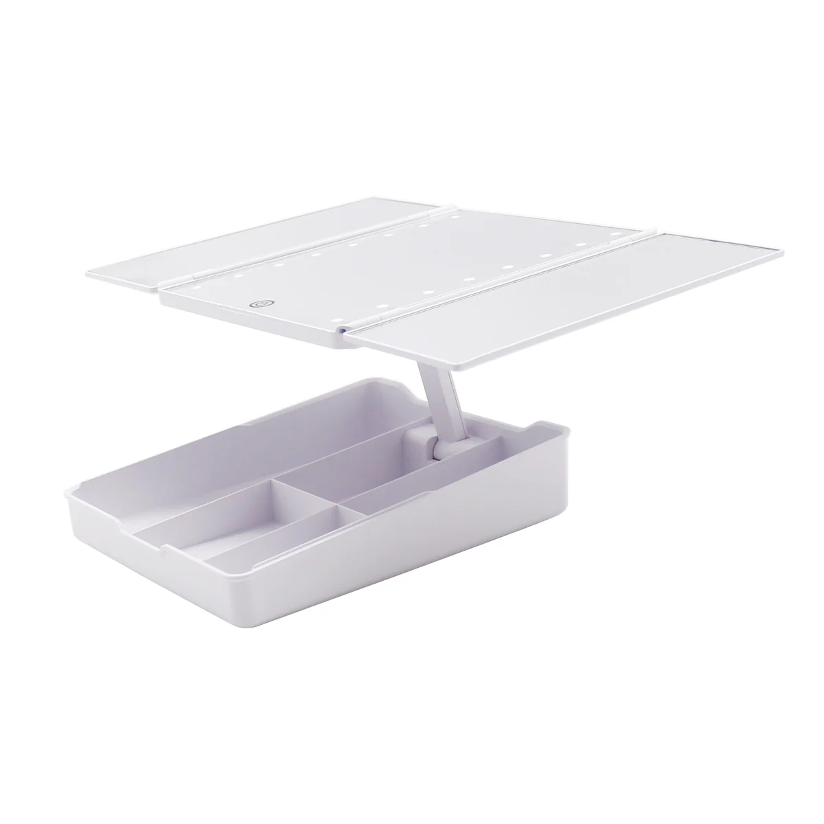 Touch Trifold LED Makeup Mirror with Vanity Organizer - Image 8