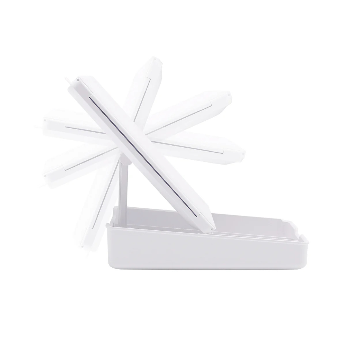 Touch Trifold LED Makeup Mirror with Vanity Organizer - Image 9